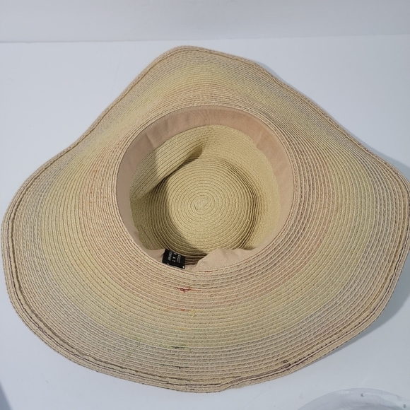 AUGUST HAT Women Neutral Striped Floppy Summer Beach Hat One Size Paper Blend - Picture 6 of 10